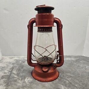 Vintage Dietz Junior Kerosene Lantern Red Metal Rustic Farmhouse Decor 12 Inch